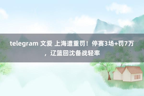 telegram 文爱 上海遭重罚！停赛3场+罚7万，辽篮回沈备战轻率