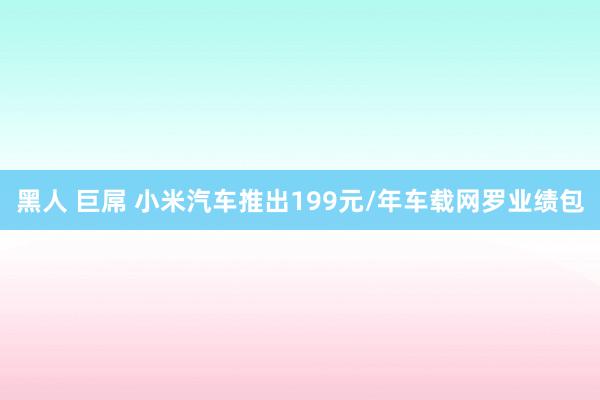 黑人 巨屌 小米汽车推出199元/年车载网罗业绩包