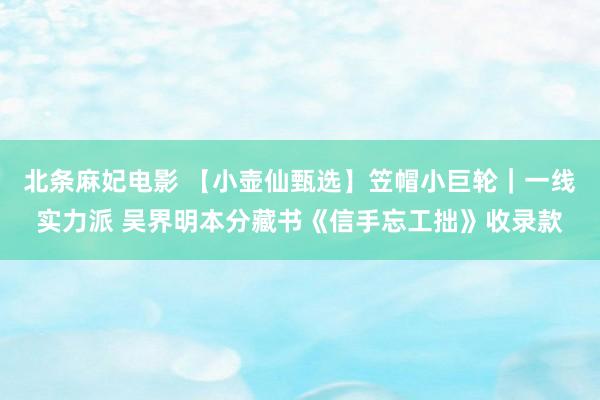 北条麻妃电影 【小壶仙甄选】笠帽小巨轮｜一线实力派 吴界明本